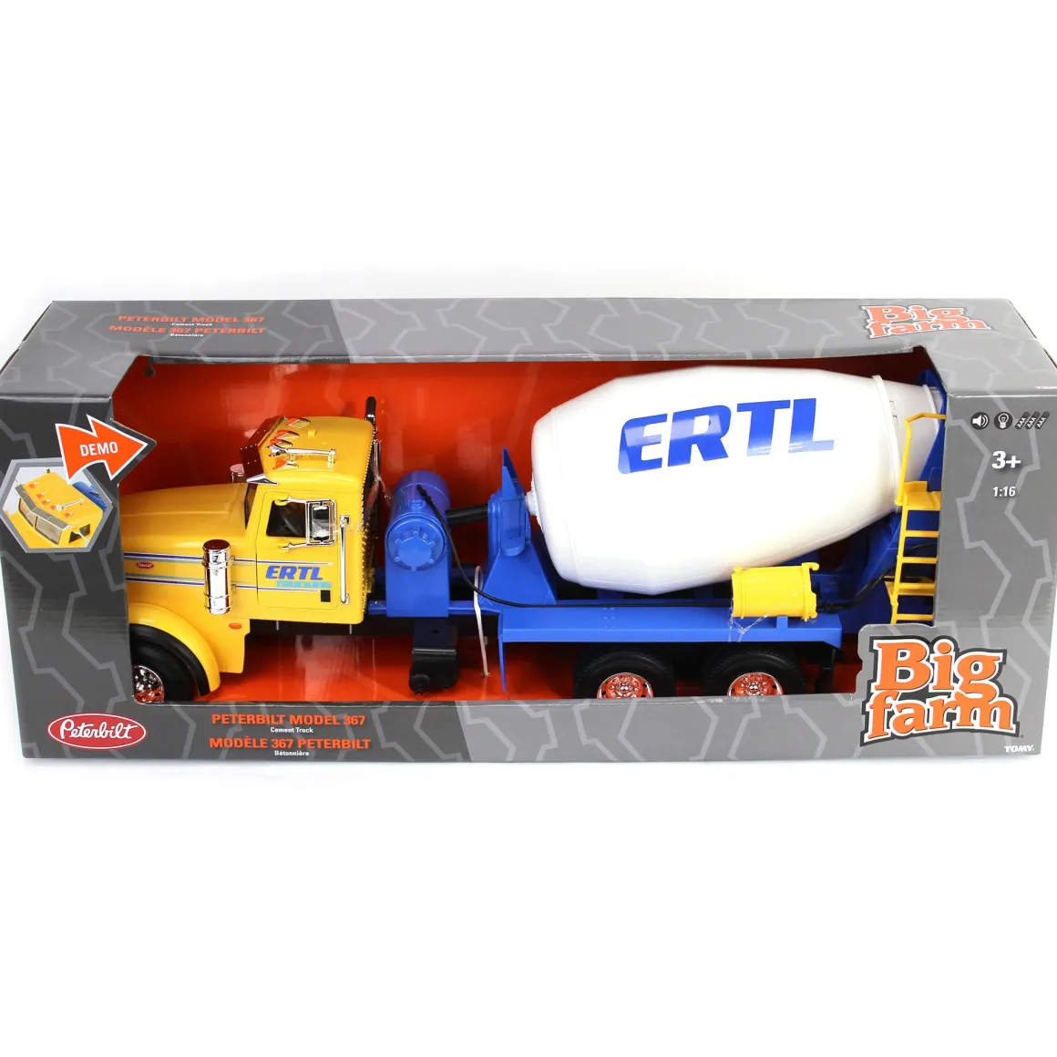 1/16 ERTL Big Farm Yellow & Blue Peterbilt Model 367 Cement Mixer