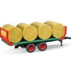 1/16 Flat Wagon Bale Carrier with 8 Round Bales by Bruder