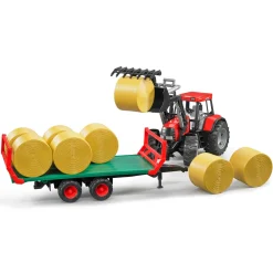 1/16 Flat Wagon Bale Carrier with 8 Round Bales by Bruder