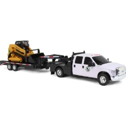 1/20 Ford F-350 Flatbed Dually Truck with Gooseneck Trailer and Skid Steer Loader