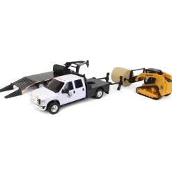 1/20 Ford F-350 Flatbed Dually Truck with Gooseneck Trailer and Skid Steer Loader