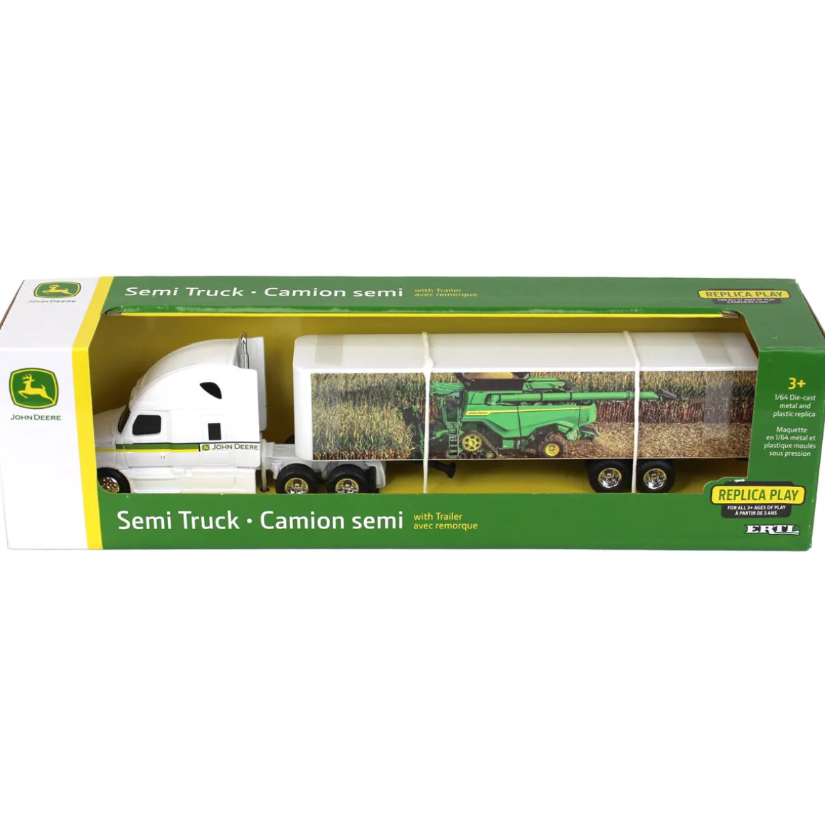1/64 Freightliner Semi w/ John Deere X9 Combine Graphics on Trailer