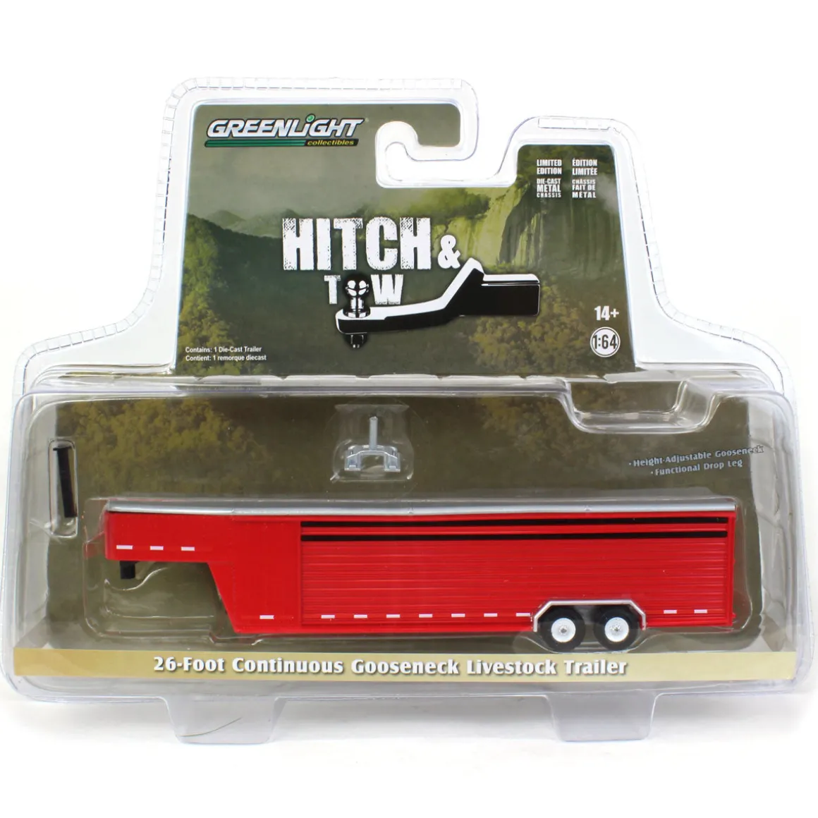 1/64 26ft Continuous Gooseneck Trailer, Red, Hitch & Tow Trailers