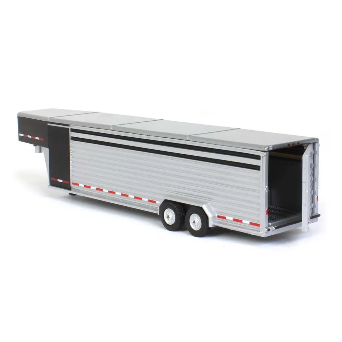 1/64 Glossy Black Continuous Slat 30' Tandem Axle Gooseneck Trailer