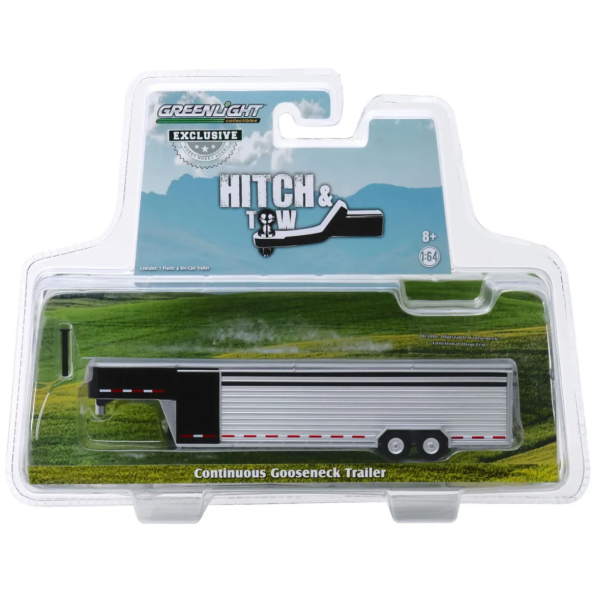 1/64 Glossy Black Continuous Slat 30' Tandem Axle Gooseneck Trailer