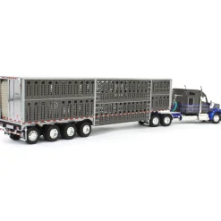 1/64 Gray & Blue Kenworth W990 with Wilson Silverstar Livestock Trailer, DCP by First Gear
