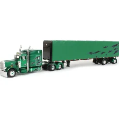 1/64 Green & Black Peterbilt 359 63in Mid-Roof Sleeper w/ 53ft Utility Roll Tarp Trailer, DCP by First Gear