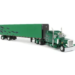 1/64 Green & Black Peterbilt 359 63in Mid-Roof Sleeper w/ 53ft Utility Roll Tarp Trailer, DCP by First Gear