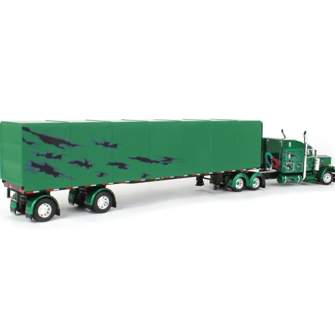 1/64 Green & Black Peterbilt 359 63in Mid-Roof Sleeper w/ 53ft Utility Roll Tarp Trailer, DCP by First Gear