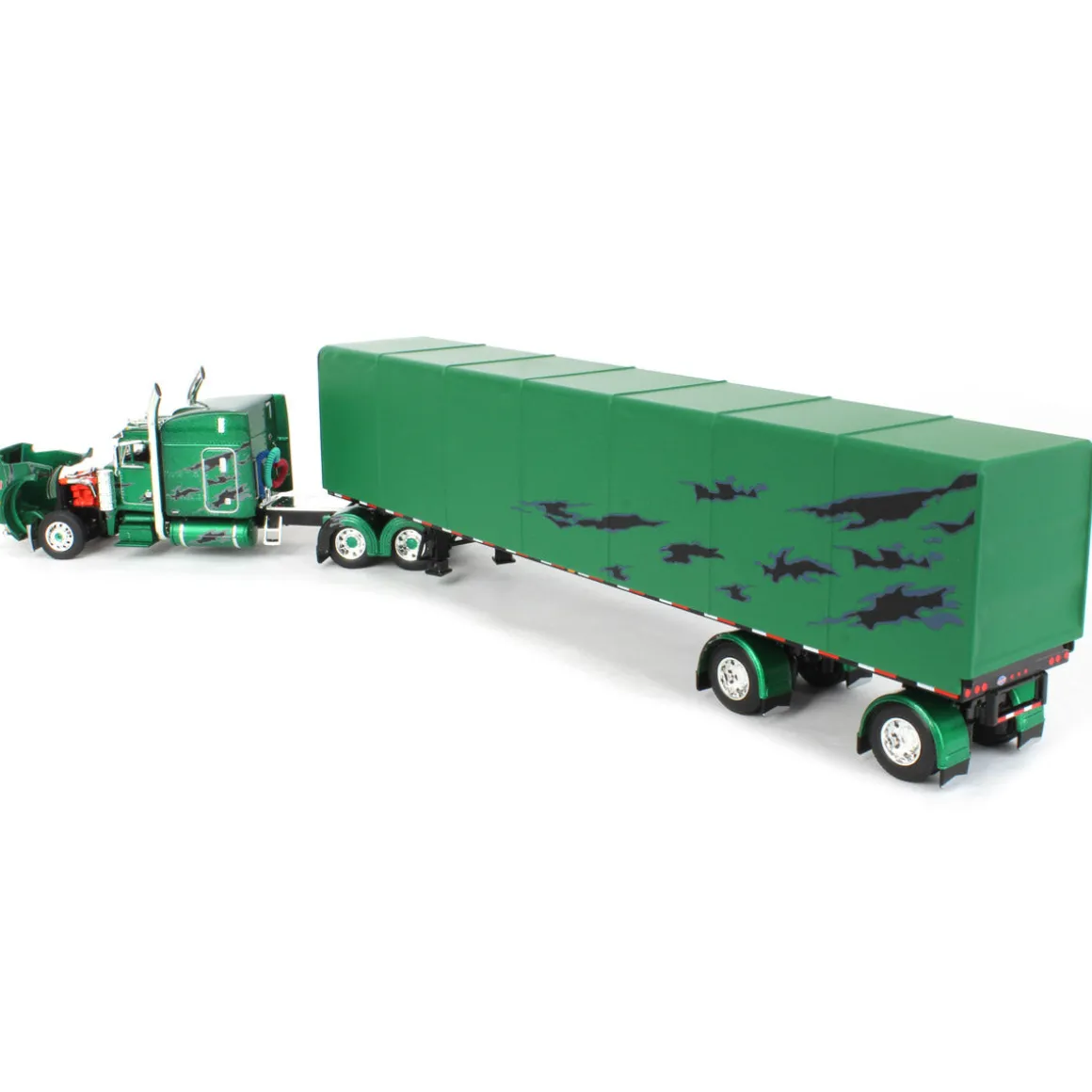 1/64 Green & Black Peterbilt 359 63in Mid-Roof Sleeper w/ 53ft Utility Roll Tarp Trailer, DCP by First Gear