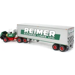 1/64 Green & Red Ford LN9000 with 40' Trailer, Reimer Express Lines, DCP by First Gear