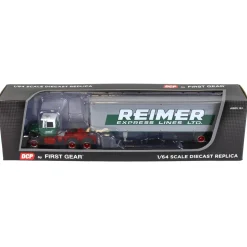 1/64 Green & Red Ford LN9000 with 40' Trailer, Reimer Express Lines, DCP by First Gear