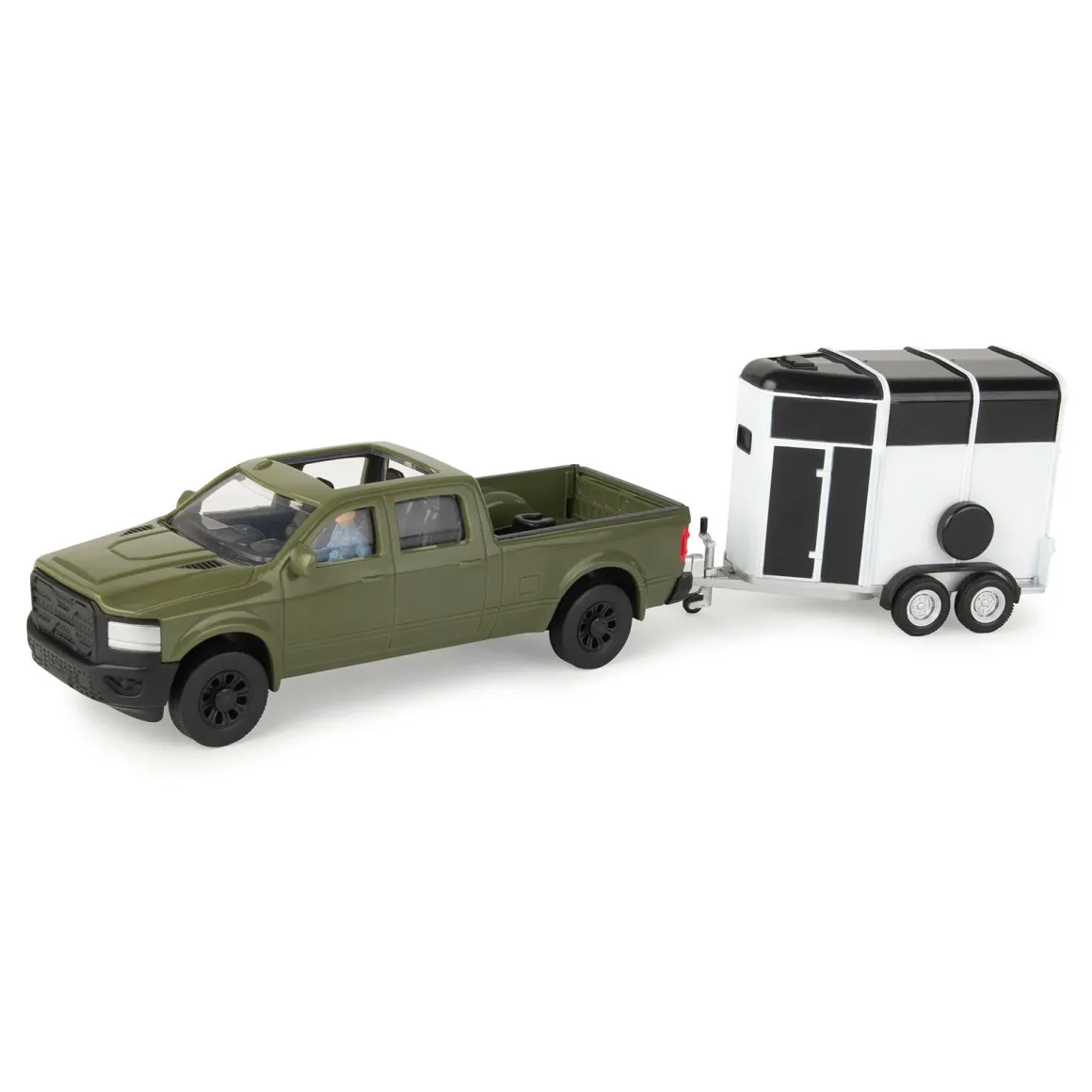 1/32 Green Pickup Truck 5-Piece Horse Trailer Set