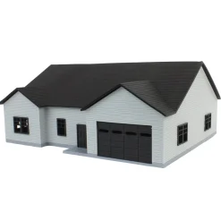 1/64 Grey & Black “The Ranch” Farm House w/ Opening Garage & Back Deck, 3D Printed