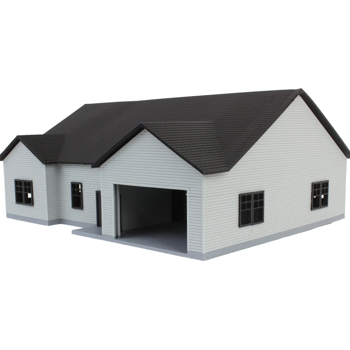 1/64 Grey & Black “The Ranch” Farm House w/ Opening Garage & Back Deck, 3D Printed
