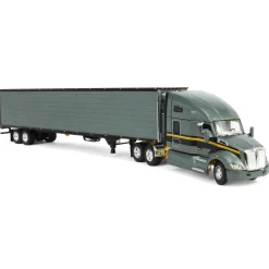 1/64 Gunmetal Gray Kenworth T680 Sleeper with Tandem-Axle Reefer Trailer, DCP by First Gear