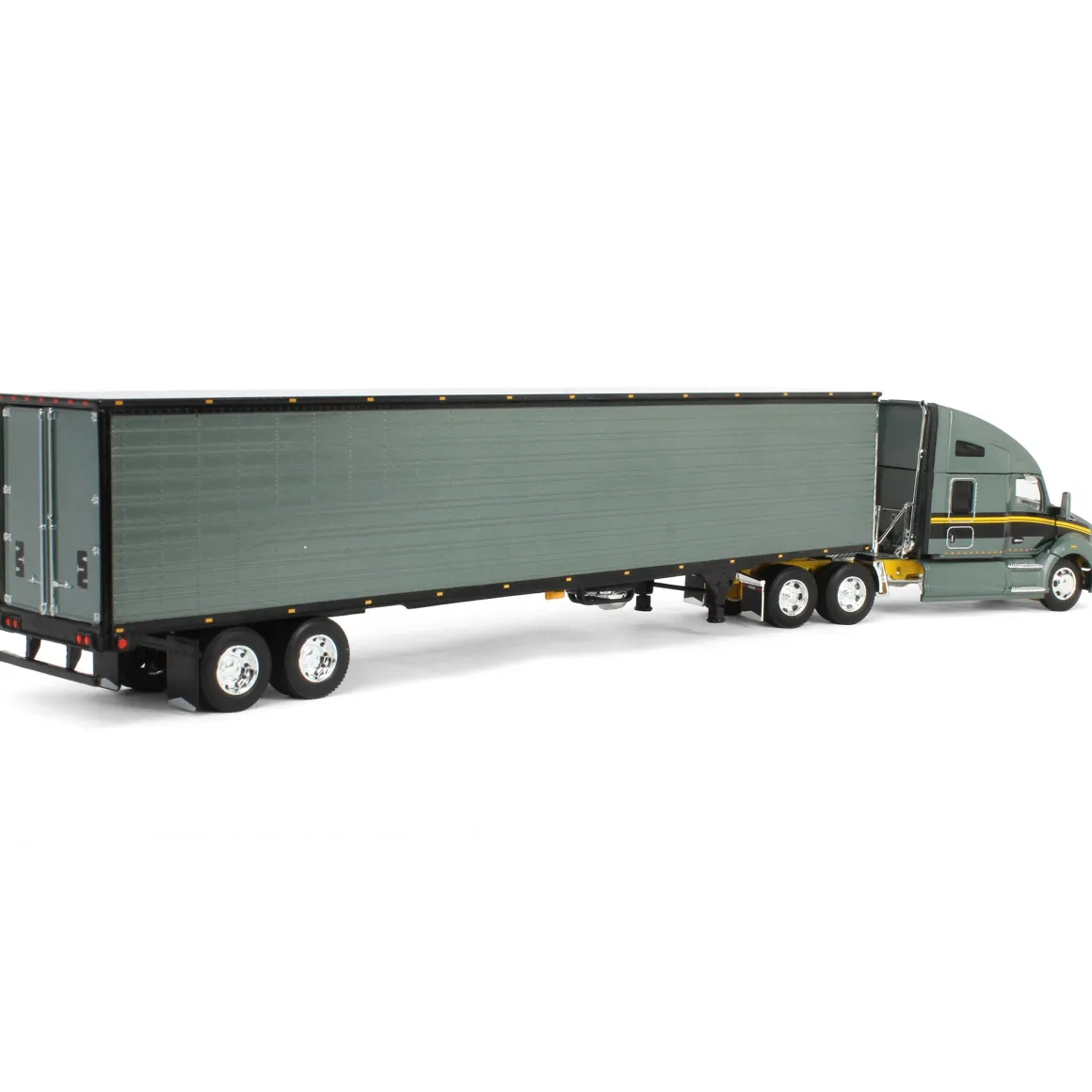 1/64 Gunmetal Gray Kenworth T680 Sleeper with Tandem-Axle Reefer Trailer, DCP by First Gear