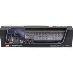 1/64 Gunmetal Gray Kenworth W900L Tandem Axle w/ Tandem Axle Wilson Livestock Trailer, DCP by First Gear