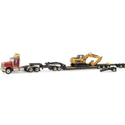1/50 High Detail International HX520 Tandem Tractor w/ XL 120 HDG Trailer & Dusty CAT 320 DL Excavator