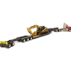 1/50 High Detail International HX520 Tandem Tractor w/ XL 120 HDG Trailer & Dusty CAT 320 DL Excavator