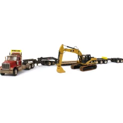 1/50 High Detail International HX520 Tandem Tractor w/ XL 120 HDG Trailer & Dusty CAT 320 DL Excavator