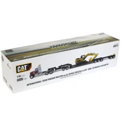 1/50 High Detail International HX520 Tandem Tractor w/ XL 120 HDG Trailer & Dusty CAT 320 DL Excavator