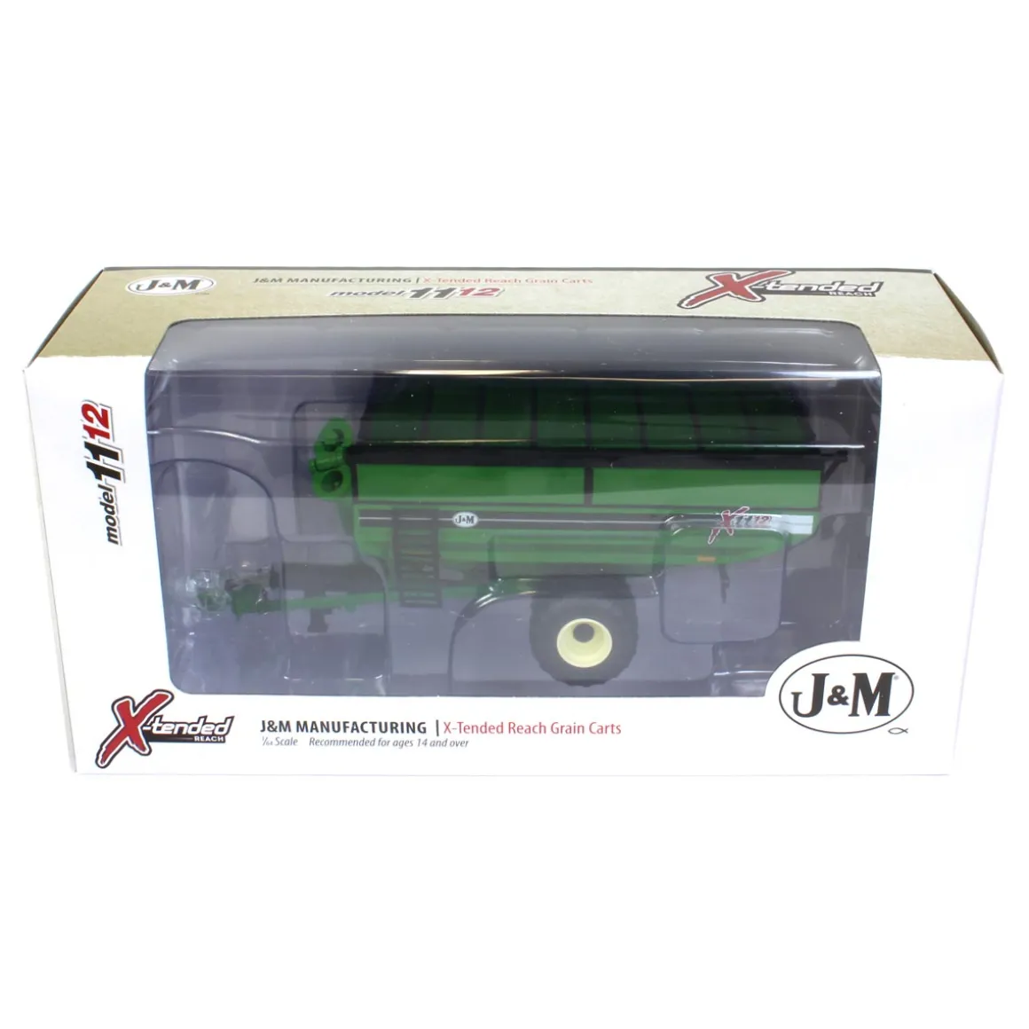 1/64 High Detail J&M X1112 Green Grain Cart with Large Singles