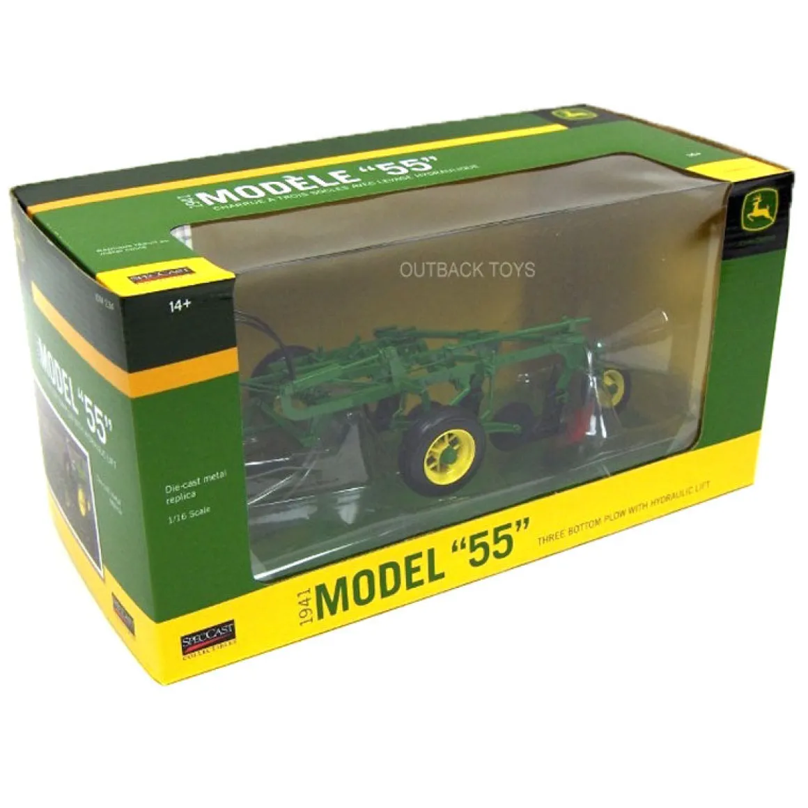 1/16 High Detail John Deere #55 3 Bottom Plow with Rubber Tires