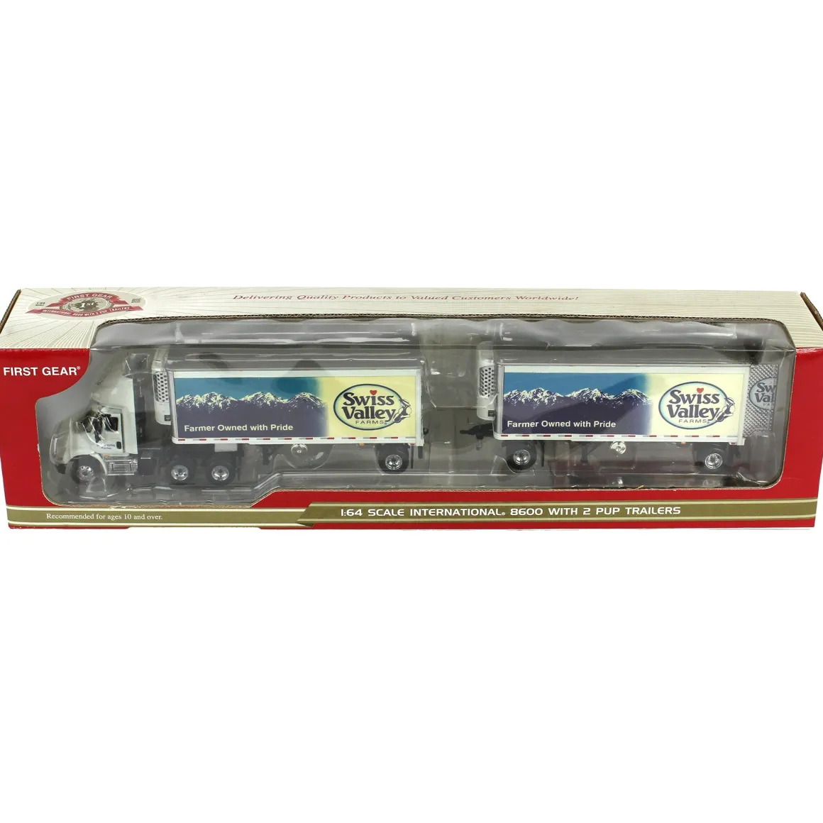 1/64 International 8600 with Twin Reefer Pup Trailers, Swiss Valley Farms