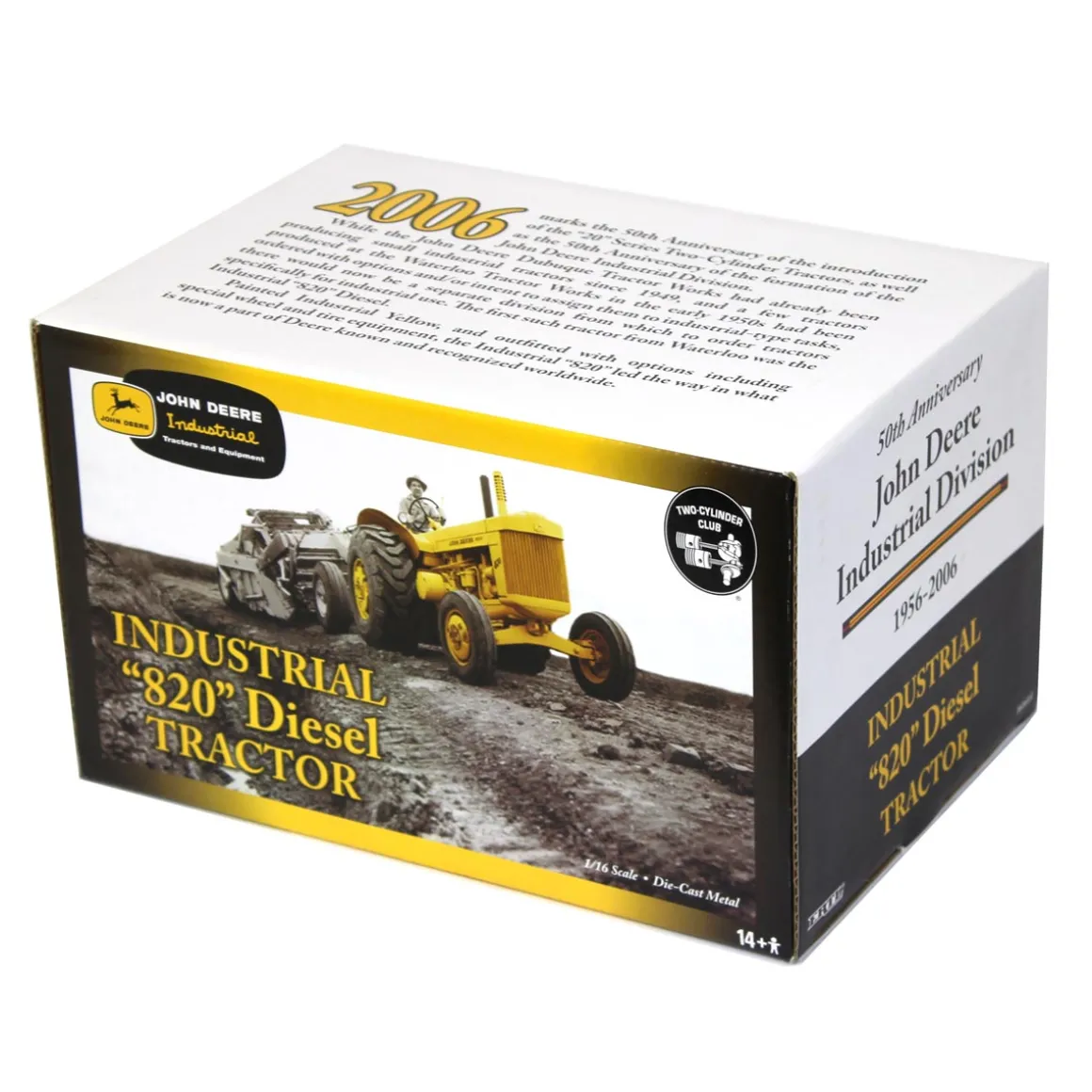 1/16 John Deere 820 Industrial Yellow Diesel, Two-Cylinder 50th Anniversary Edition