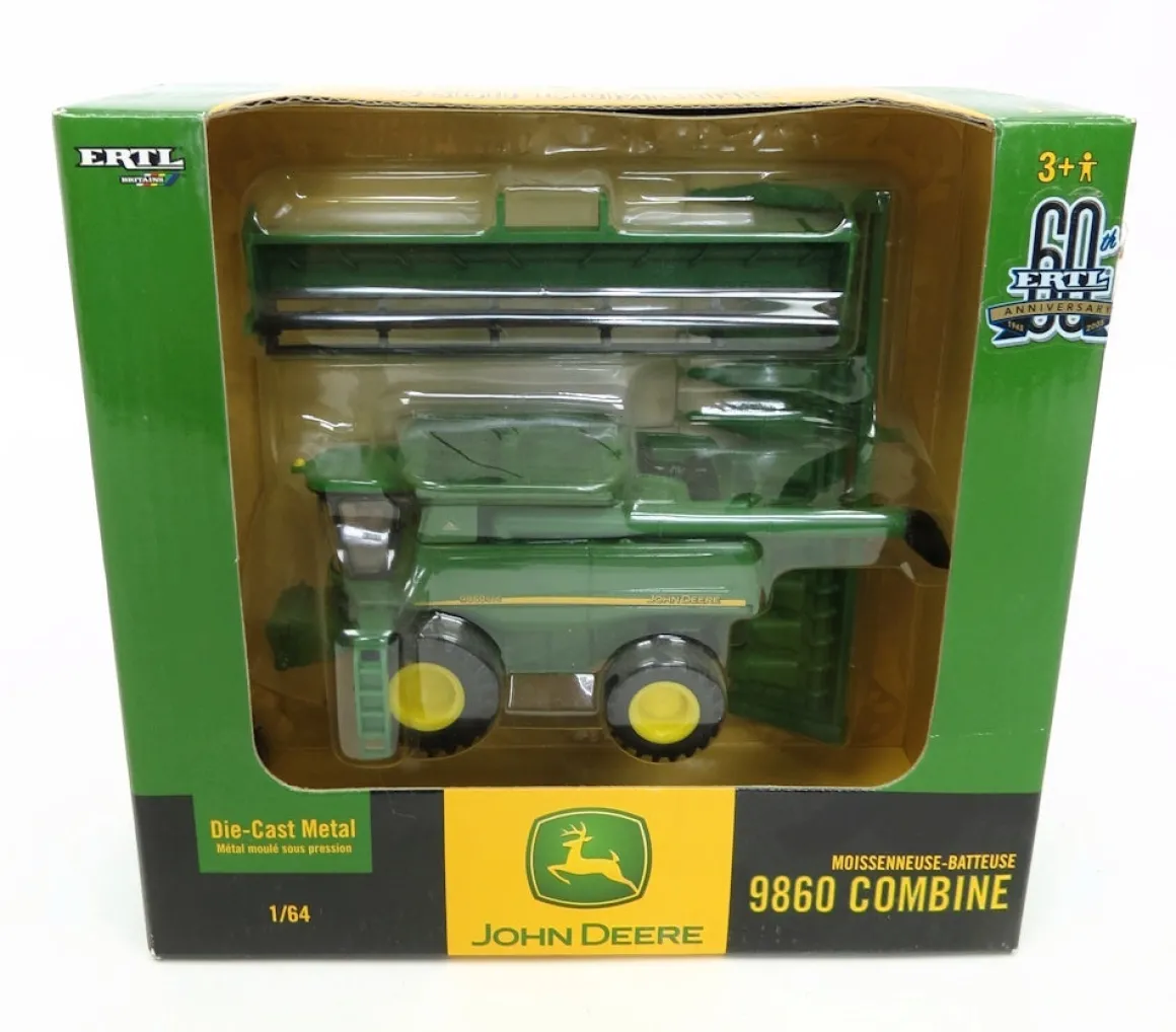 1/64 John Deere 9860 STS Combine with Corn and Grain Heads