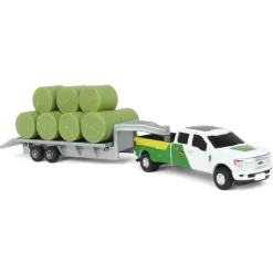 1/64 John Deere Ford F-350 Pickup & Trailer with 11 Round Bales