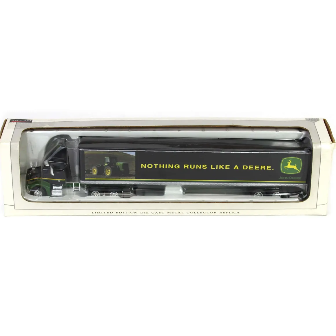 1/64 John Deere Peterbilt 385 Cab with "Nothing Runs Like a Deere" Box Trailer