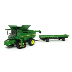 1/64 John Deere S690 Tracked Combine with Corn Head, Grain Head & Cart