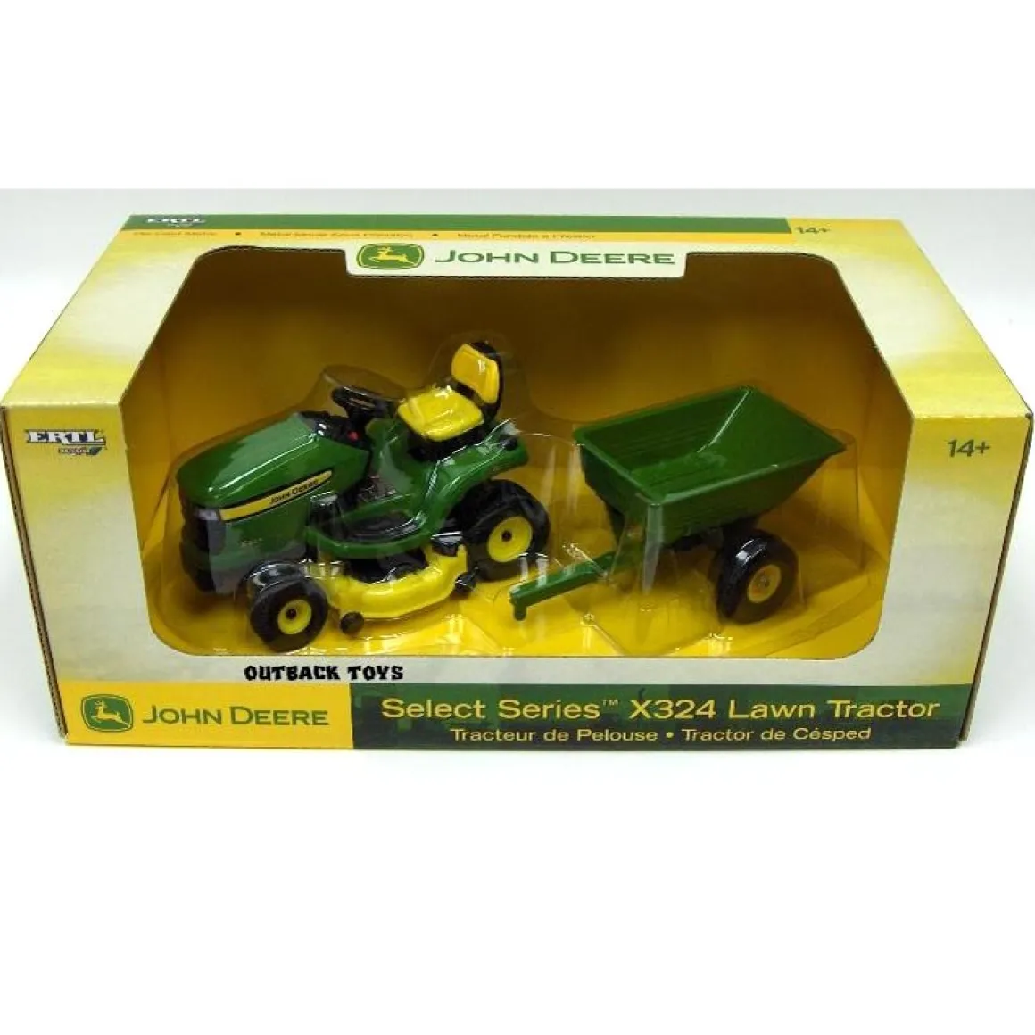 1/16 John Deere X324 with 4 Wheel Steer, 48 Mower Deck & Dump Cart