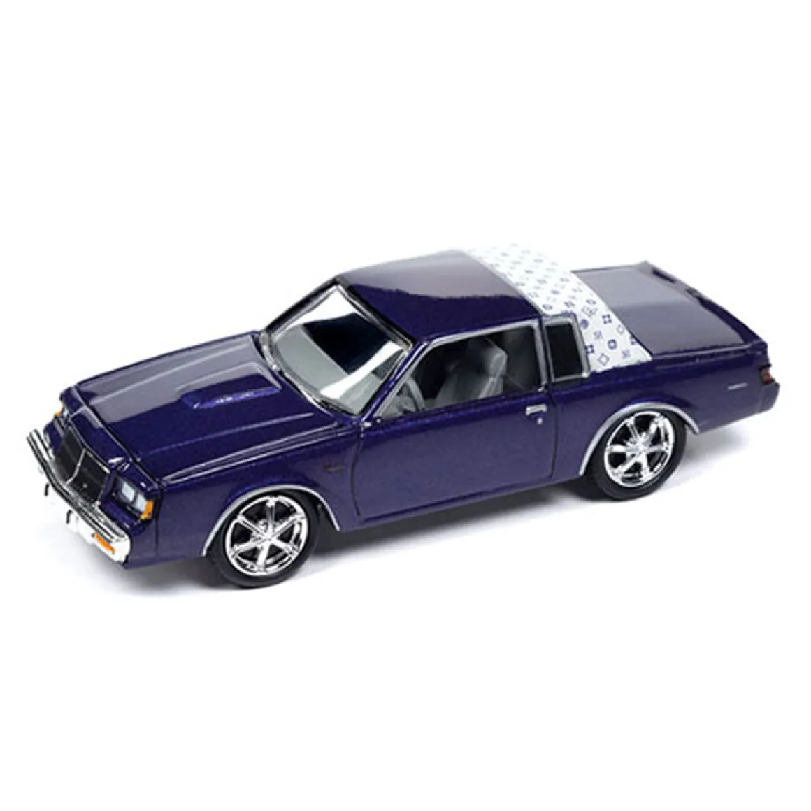 1/64 Johnny Lightning 1987 Buick Regal T-Type Custom, Metallic Purple with White Top, Mijo Exclusive
