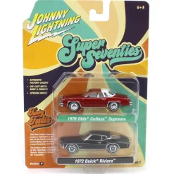 1/64 Johnny Lightning 1976 Oldsmobile Cutlass & 1972 Buick Riviera Super 70s Twin Pack