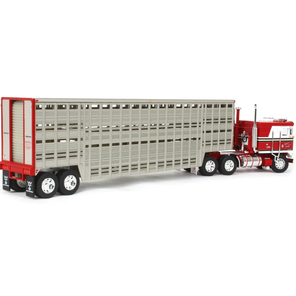 1/64 Kenworth K100 COE Flattop w/ 45ft Vintage Wilson Livestock Trailer, Koppes Truck Line, DCP by First Gear