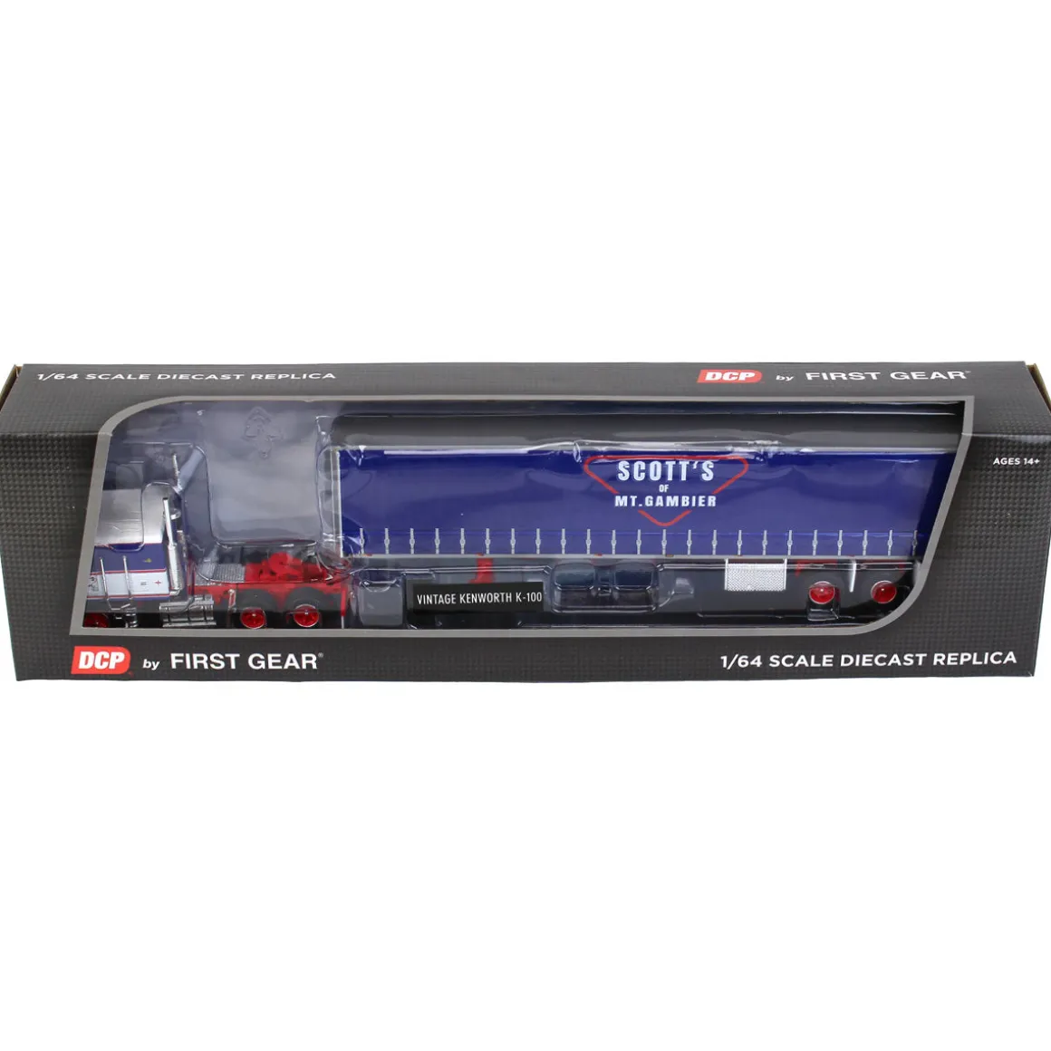 1/64 Kenworth K100 COE Flattop w/ Tri-axle Trailer, Scott's of Mt. Gambier, DCP by First Gear