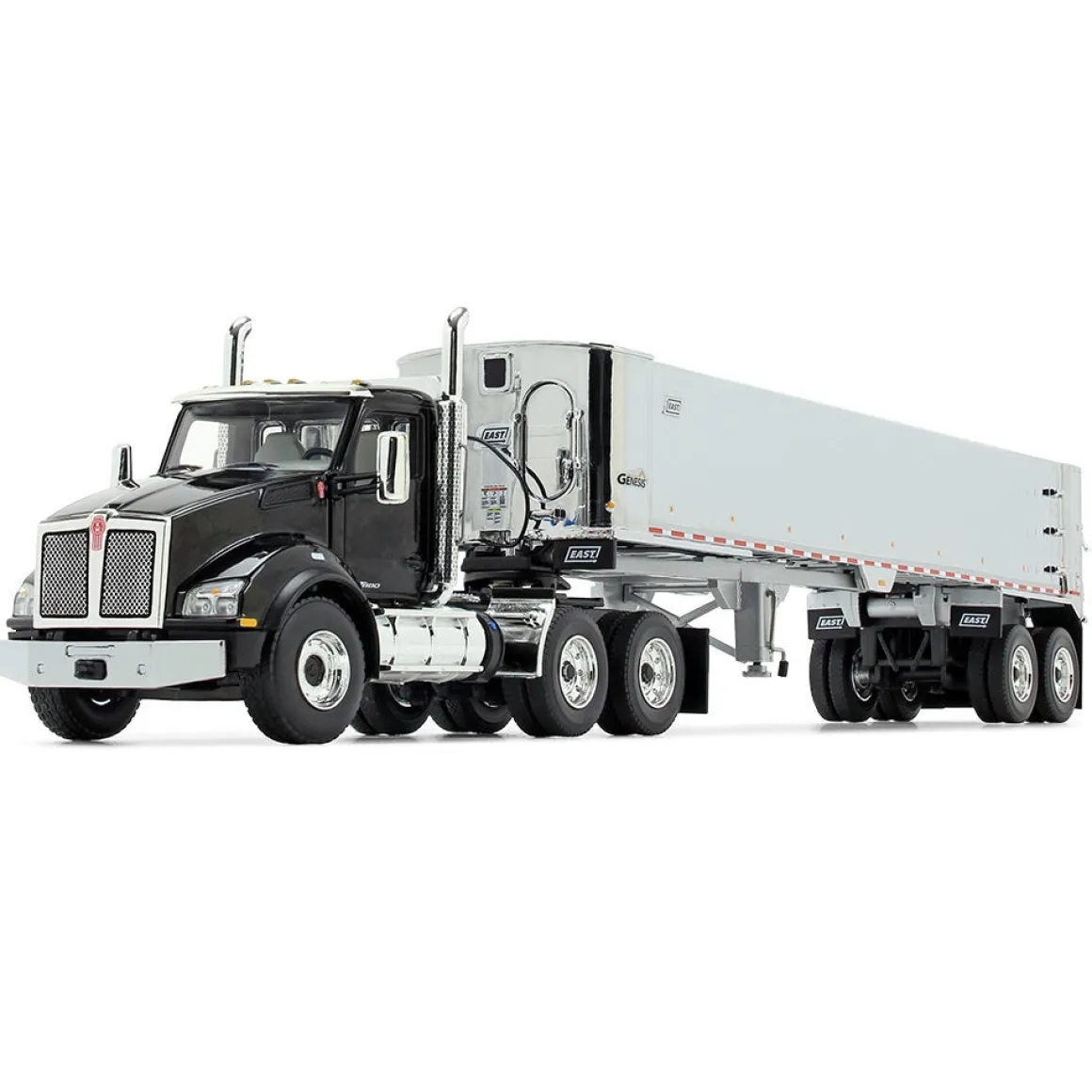 1/50 Kenworth T880, Black and Chrome, with East Genesis End Dump Trailer by First Gear