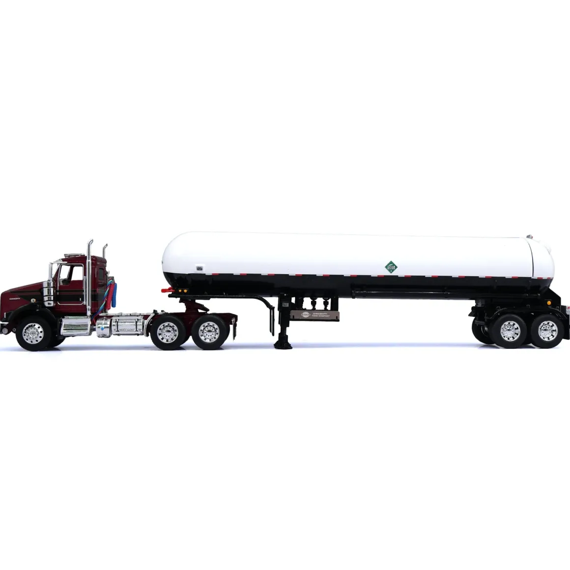 1/64 Kenworth T800 with Tandem Axle Propane Tanker, Burgundy & Black, DCP by First Gear