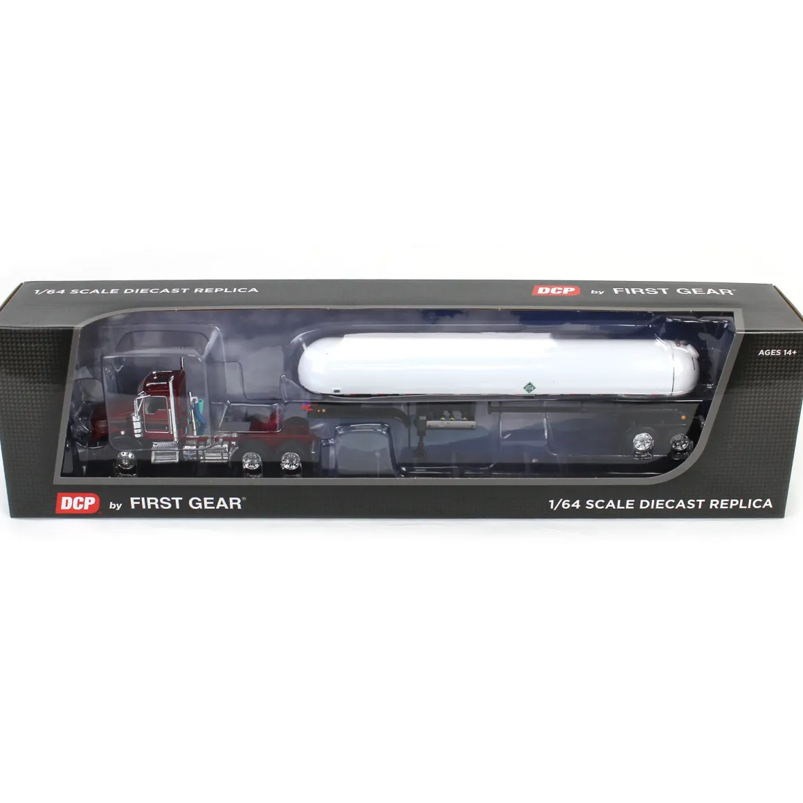 1/64 Kenworth T800 with Tandem Axle Propane Tanker, Burgundy & Black, DCP by First Gear