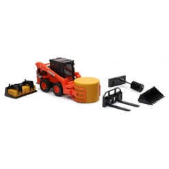 1/18 Kubota SSV65 Skid Loader with Interchangeable Accessories & Bales