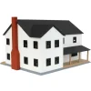 1/64 Large Two Story Farm House with Porch,Deck and Chimney, Black and White, 3D Printed