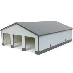 1/64 Light & Dark Gray 3 Door 60ft x 80ft Wooden Implement or Shop Building