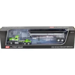 1/64 Lime Green & Black Kenworth W990 Day Cab with MAC Half Round End Dump Trailer, DCP by First Gear