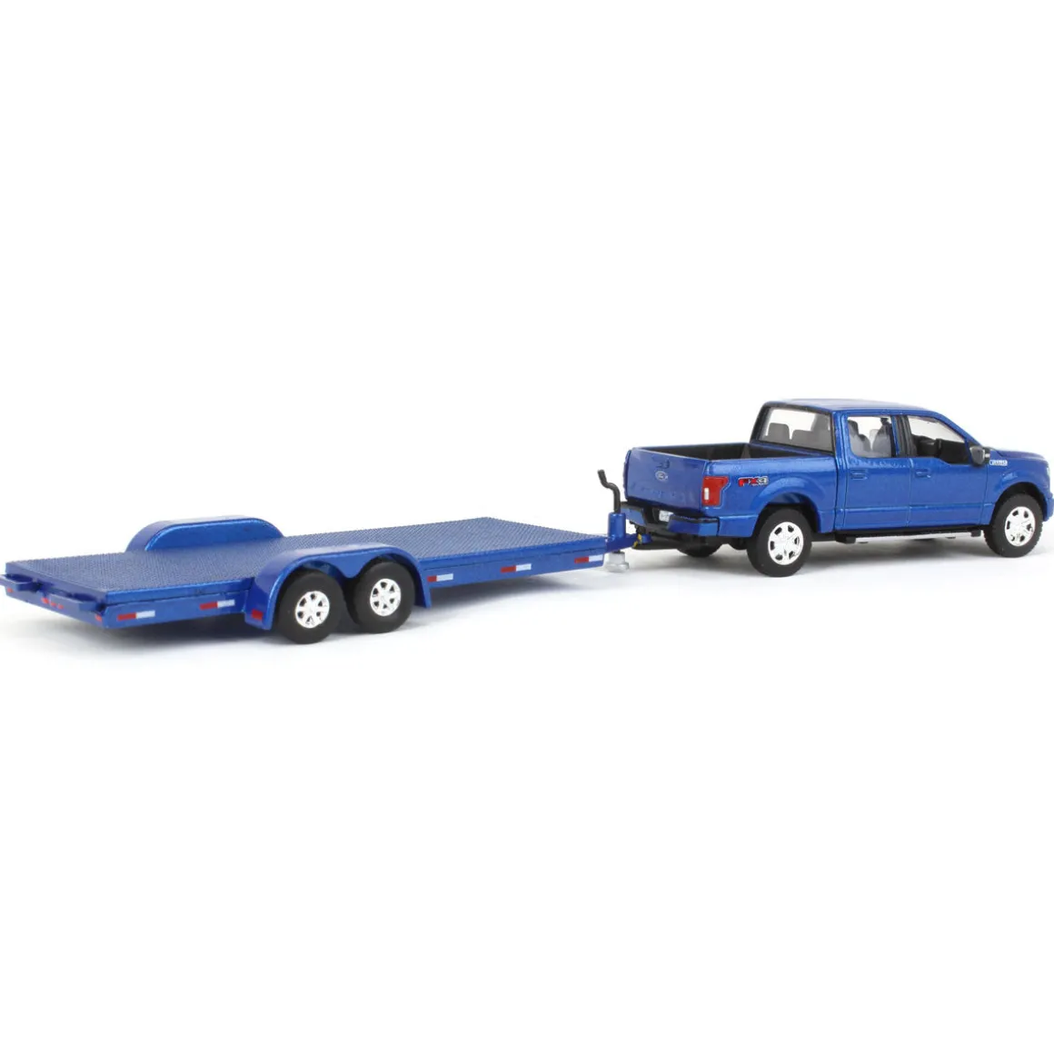 1/64 Limited Edition Metallic Blue 2019 Ford F-150 with Blue Trailer by Auto World