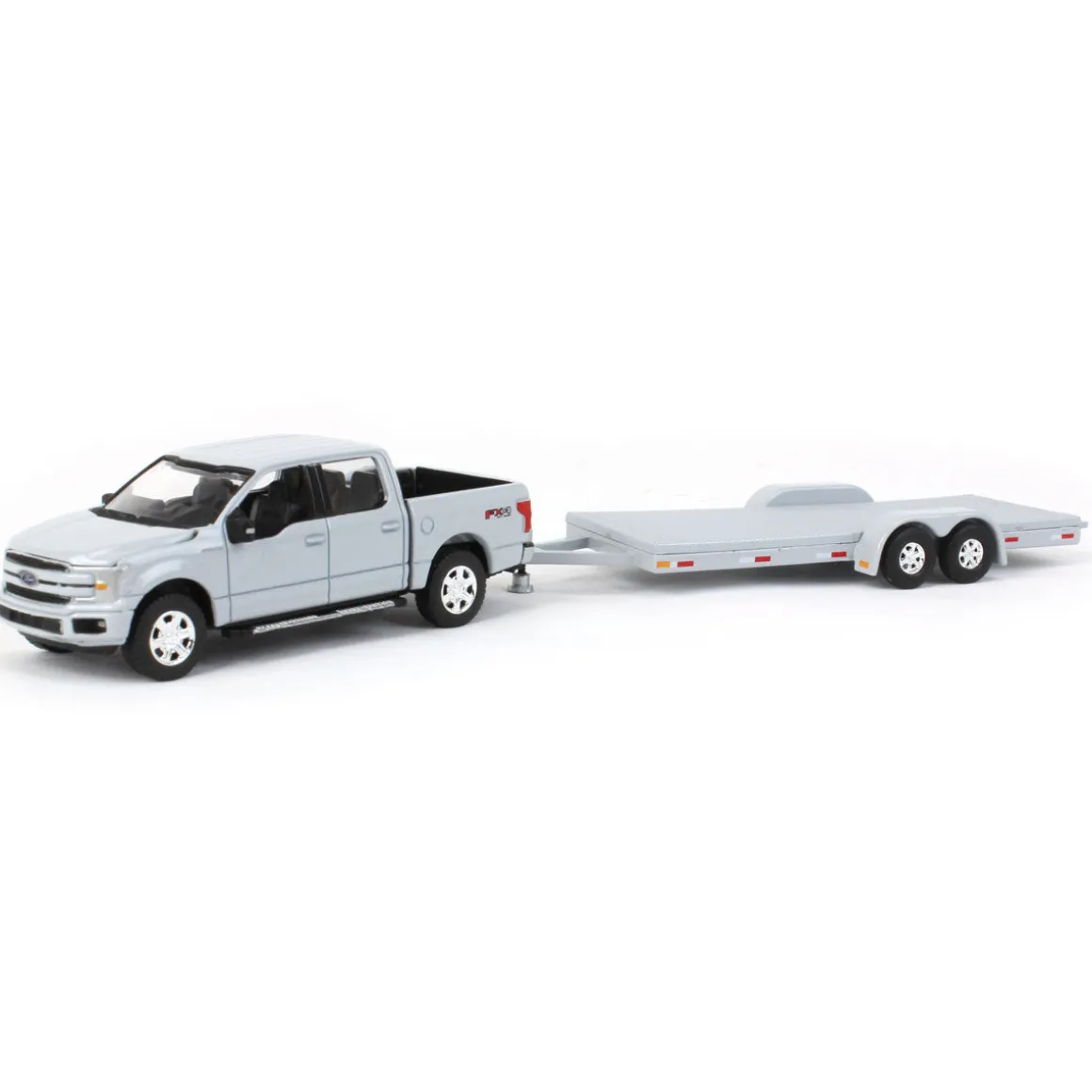 1/64 Limited Edition Stone Gray 2019 Ford F-150 with Gray Trailer by Auto World