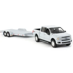1/64 Limited Edition Stone Gray 2019 Ford F-150 with Gray Trailer by Auto World