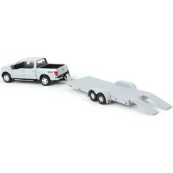 1/64 Limited Edition Stone Gray 2019 Ford F-150 with Gray Trailer by Auto World